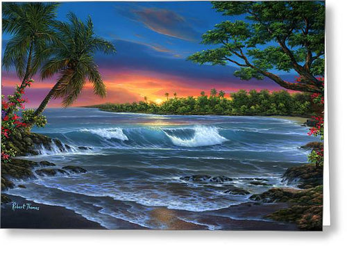 Hawaiian Sunset In Kona - Greeting Card