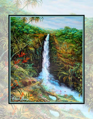Akaka Falls, Hawaiian Water Falls, Hawaii Art By Robert Thomas 8x10 and 11x14 Print on canvas