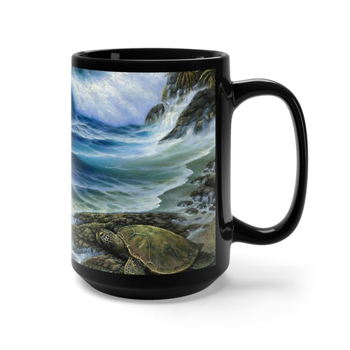 Hamakua Turtle, By Robert Thomas, Black Mug 15oz