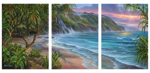 Hanakapiai Na Pali Coast Triptych -By Robert Thomas