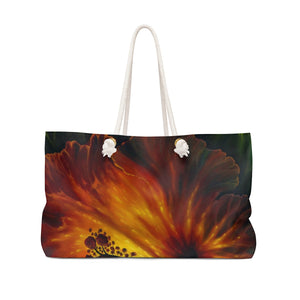 Yellow and Red Hibiscus Weekender Bag By Robert Thomas