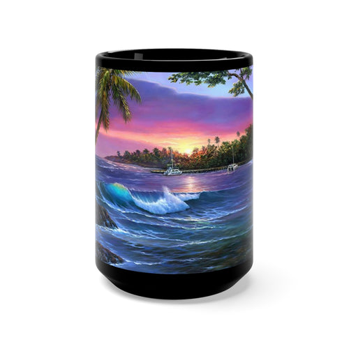 Old Kona Bay, By Robert Thomas, Black Mug 15oz