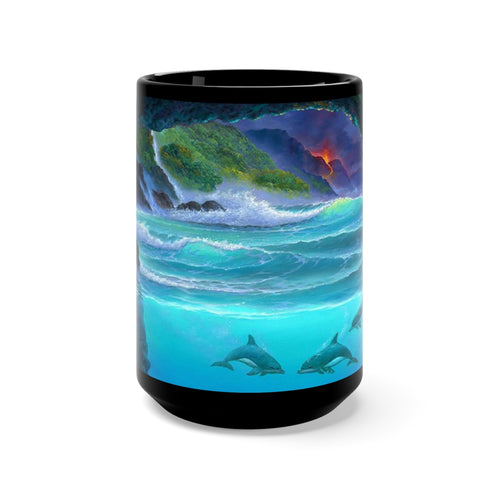 Over and Under Lava, By Robert Thomas, Black Mug 15oz