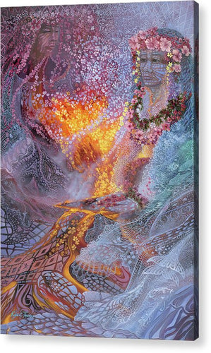 Sisterly Love With Goddess Pele And Namakaokahai - Acrylic Print