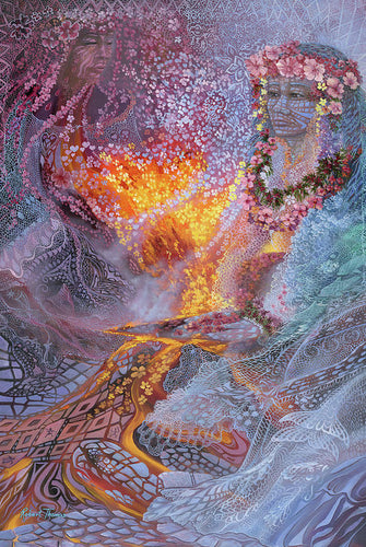 Sisterly Love With Goddess Pele And Namakaokahai - Art Print